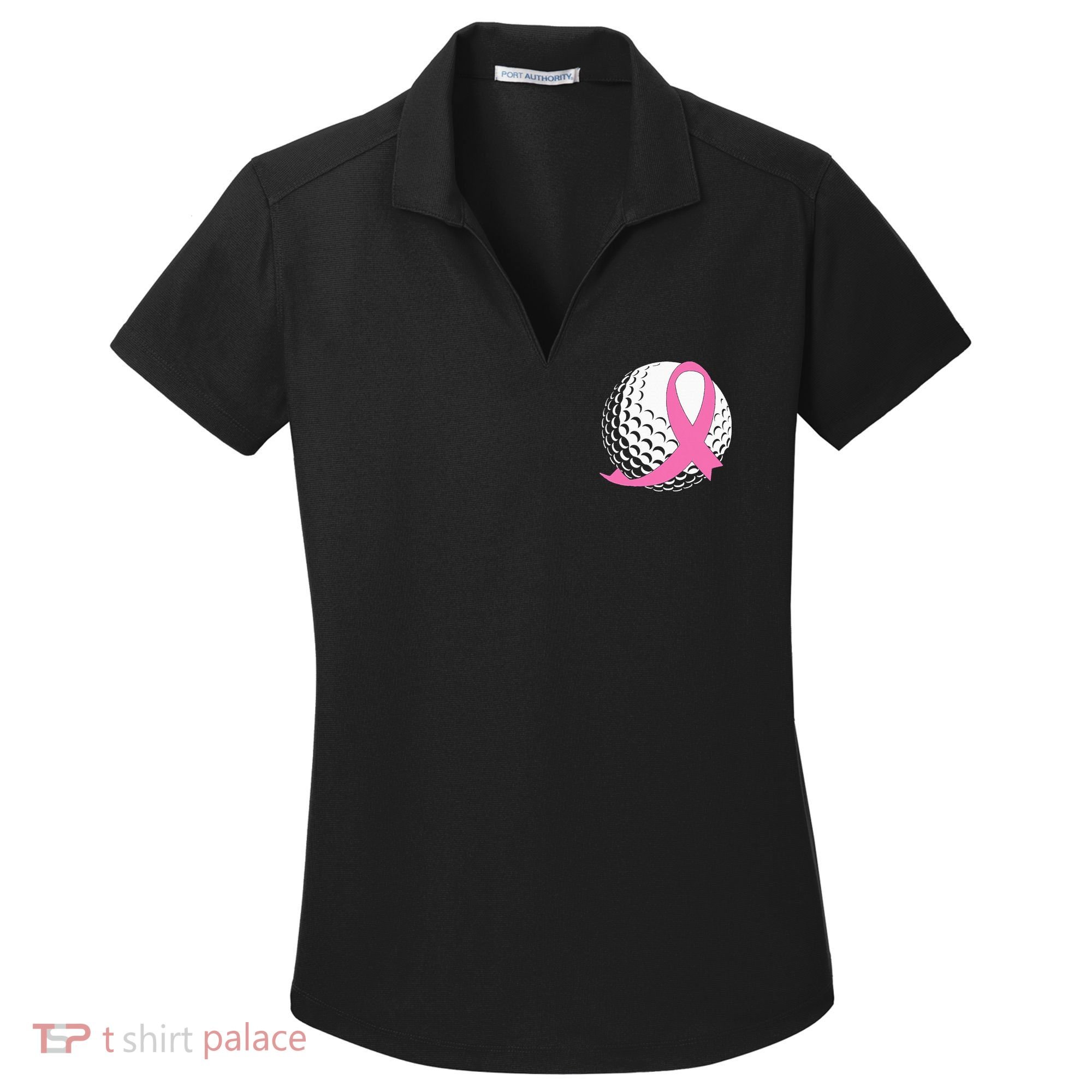 Golf Pink Ribbon Breast Cancer Awareness Women's Dry Zone Grid Polo
