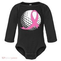Golf Pink Ribbon Breast Cancer Awareness Baby Long Sleeve Bodysuit thumb 0