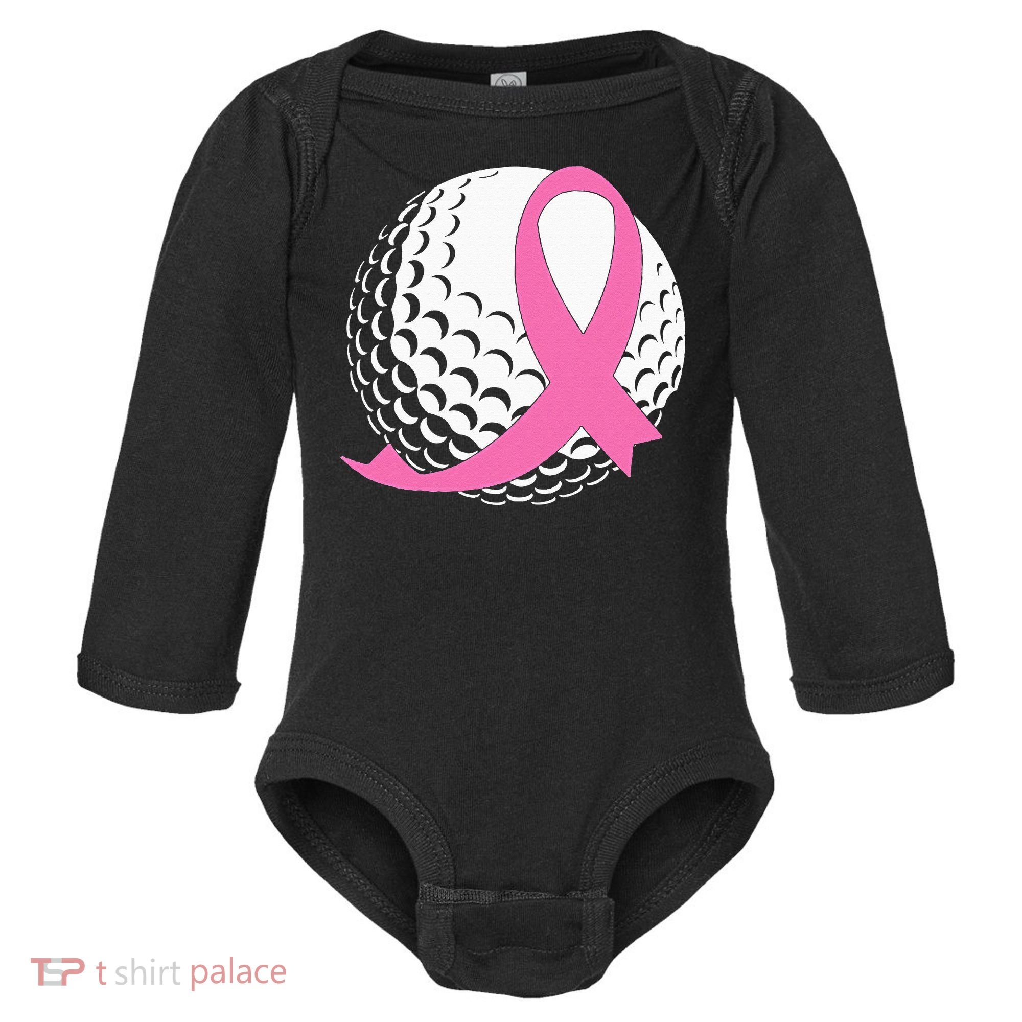 Golf Pink Ribbon Breast Cancer Awareness Baby Long Sleeve Bodysuit