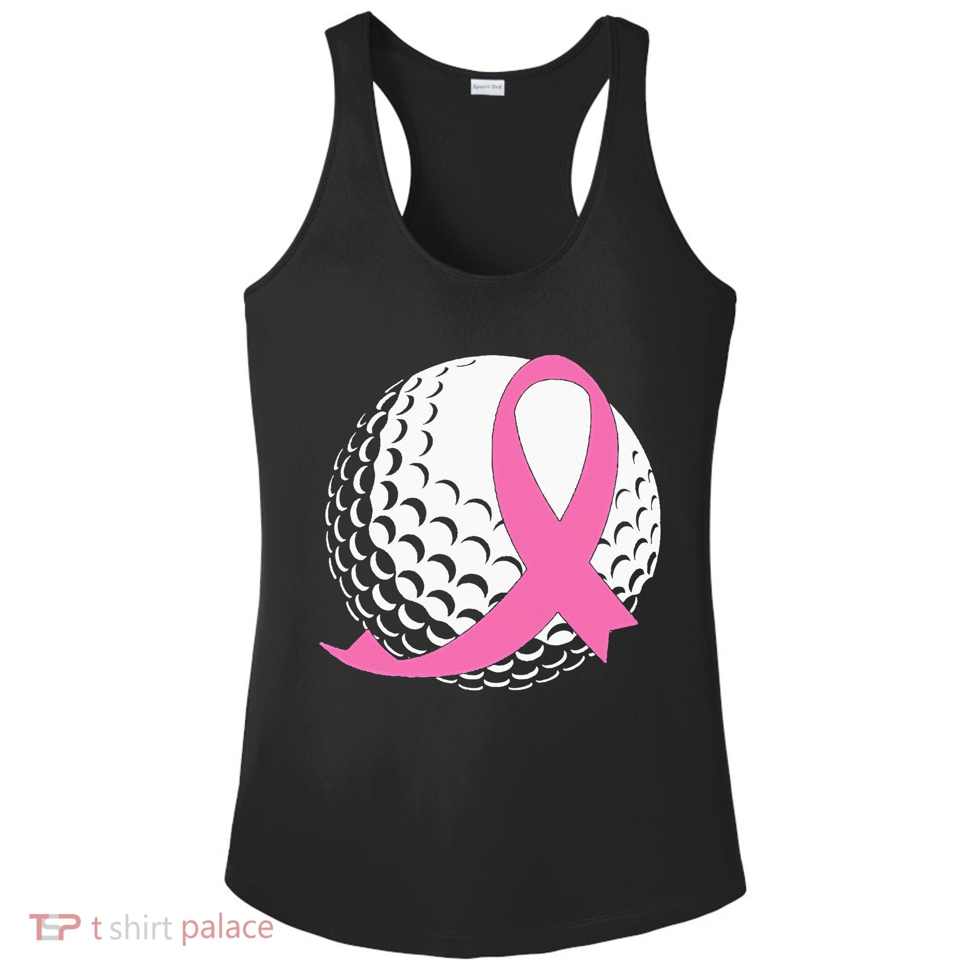 Golf Pink Ribbon Breast Cancer Awareness Ladies PosiCharge Competitor Racerback Tank