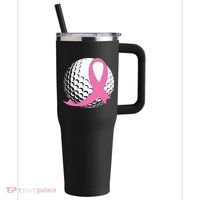 Golf Pink Ribbon Breast Cancer Awareness 40oz Vacuum Insulated Stainless Steel Travel Tumbler thumb 0