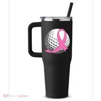 Golf Pink Ribbon Breast Cancer Awareness 40oz Vacuum Insulated Stainless Steel Travel Tumbler thumb 2