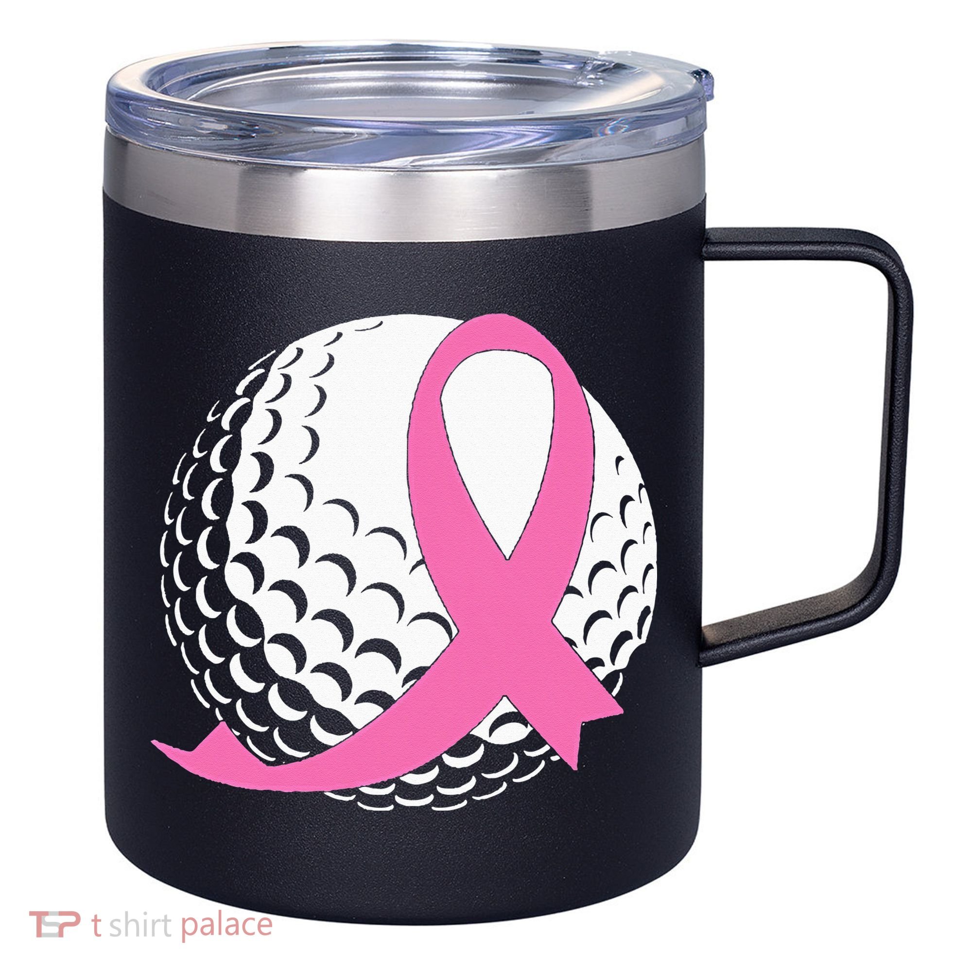 Golf Pink Ribbon Breast Cancer Awareness 12oz Stainless Steel Coffee Mug