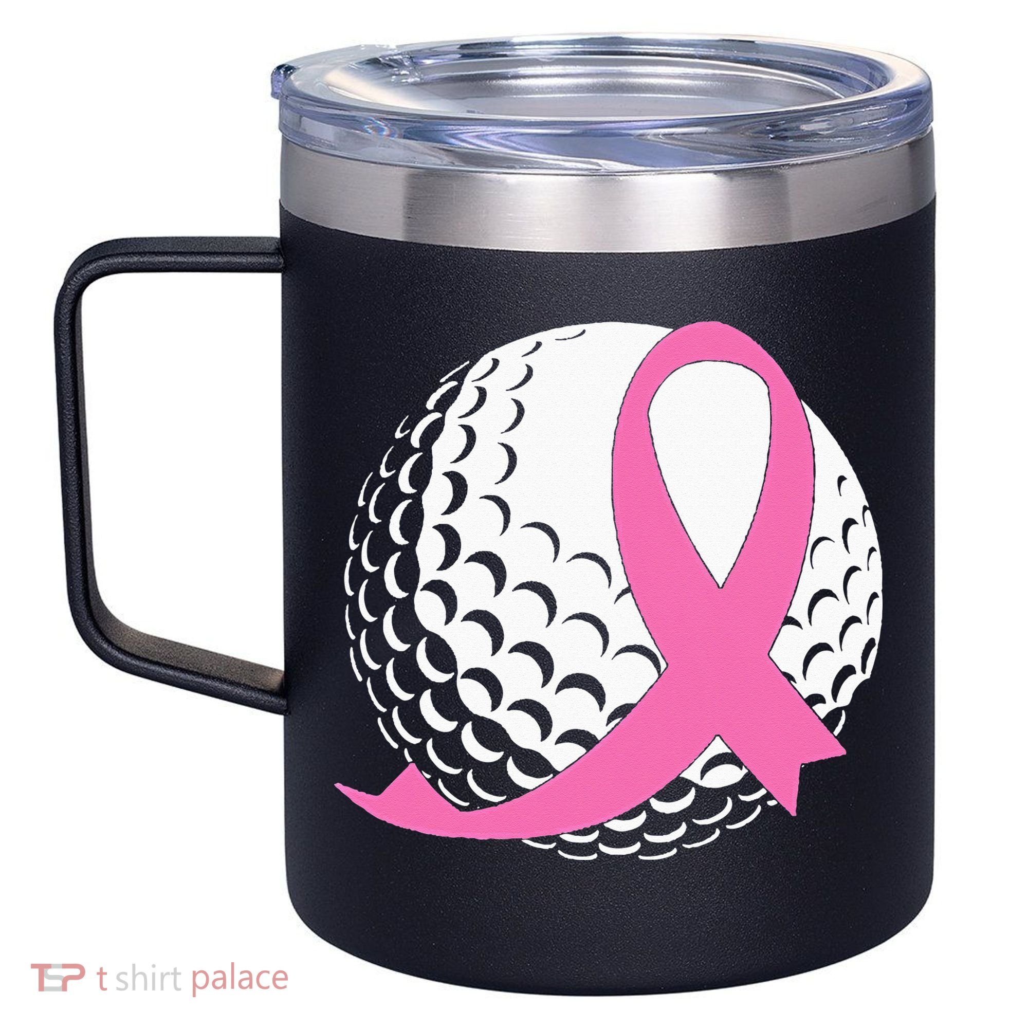 Golf Pink Ribbon Breast Cancer Awareness 12oz Stainless Steel Coffee Mug