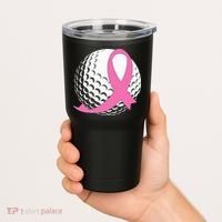 Golf Pink Ribbon Breast Cancer Awareness Tumbler thumb 2