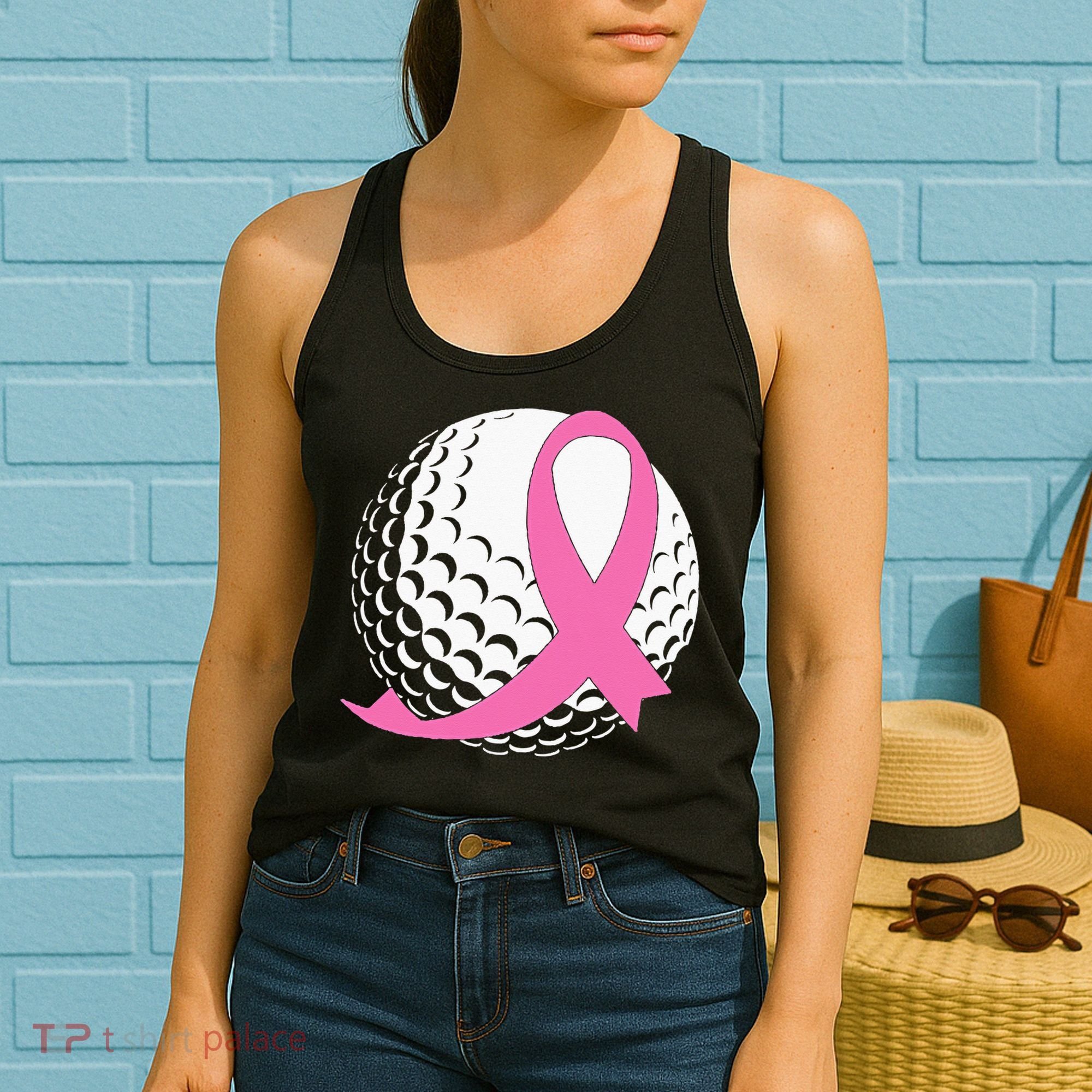 Golf Pink Ribbon Breast Cancer Awareness Women's Tank Top