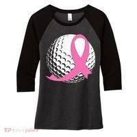 Golf Pink Ribbon Breast Cancer Awareness Women's Tri-Blend 3/4-Sleeve Raglan Shirt thumb 0
