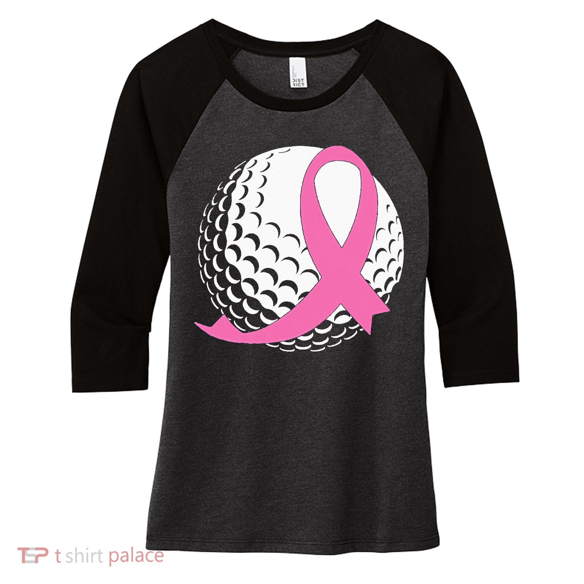 Golf Pink Ribbon Breast Cancer Awareness Women's Tri-Blend 3/4-Sleeve Raglan Shirt