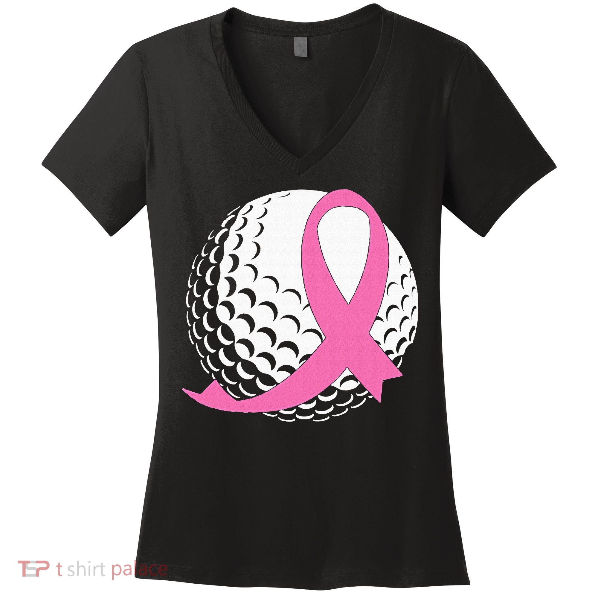 Golf Pink Ribbon Breast Cancer Awareness Women's V-Neck T-Shirt