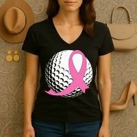 Golf Pink Ribbon Breast Cancer Awareness Women's V-Neck T-Shirt thumb 3