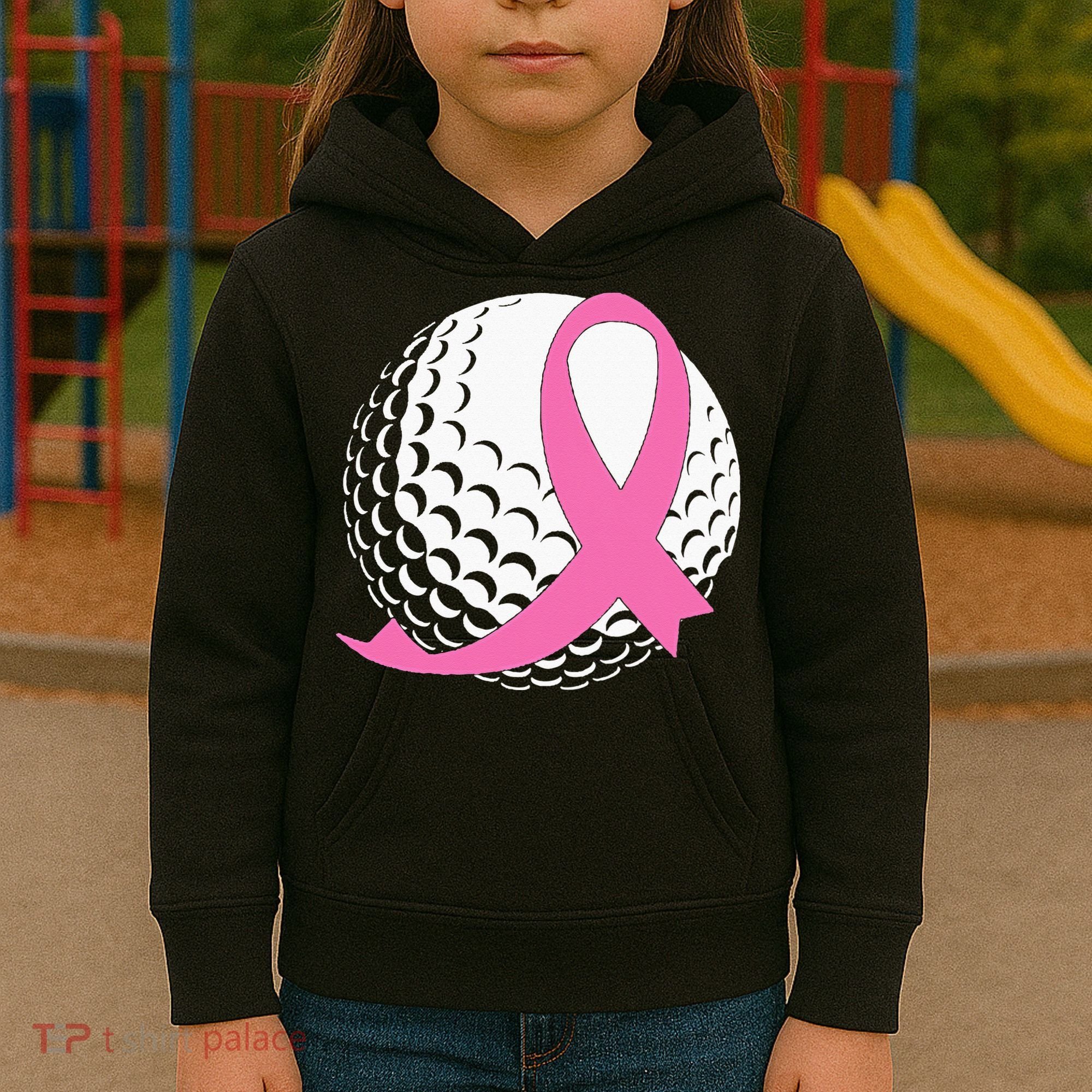 Golf Pink Ribbon Breast Cancer Awareness Kids Hoodie