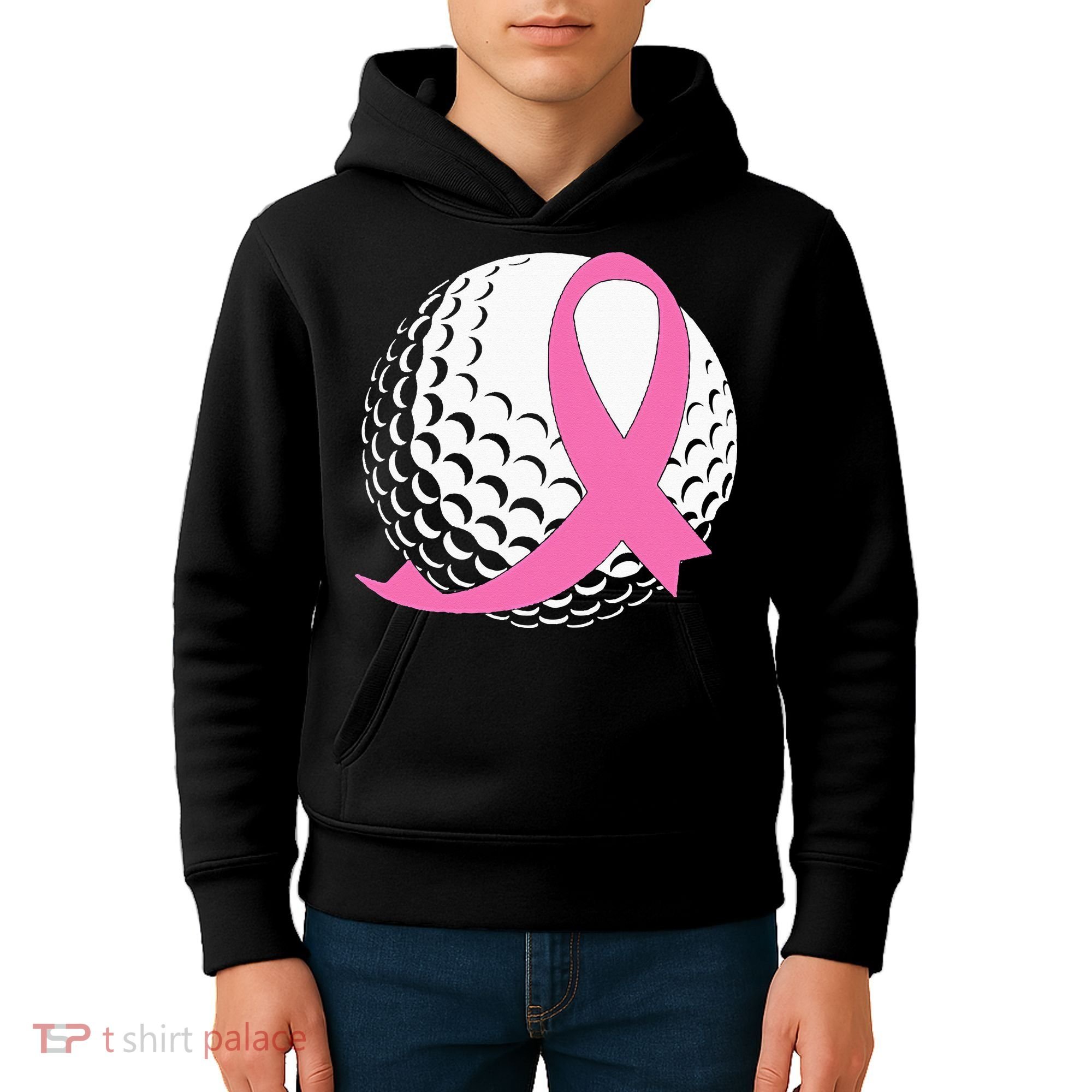 Golf Pink Ribbon Breast Cancer Awareness Kids Hoodie