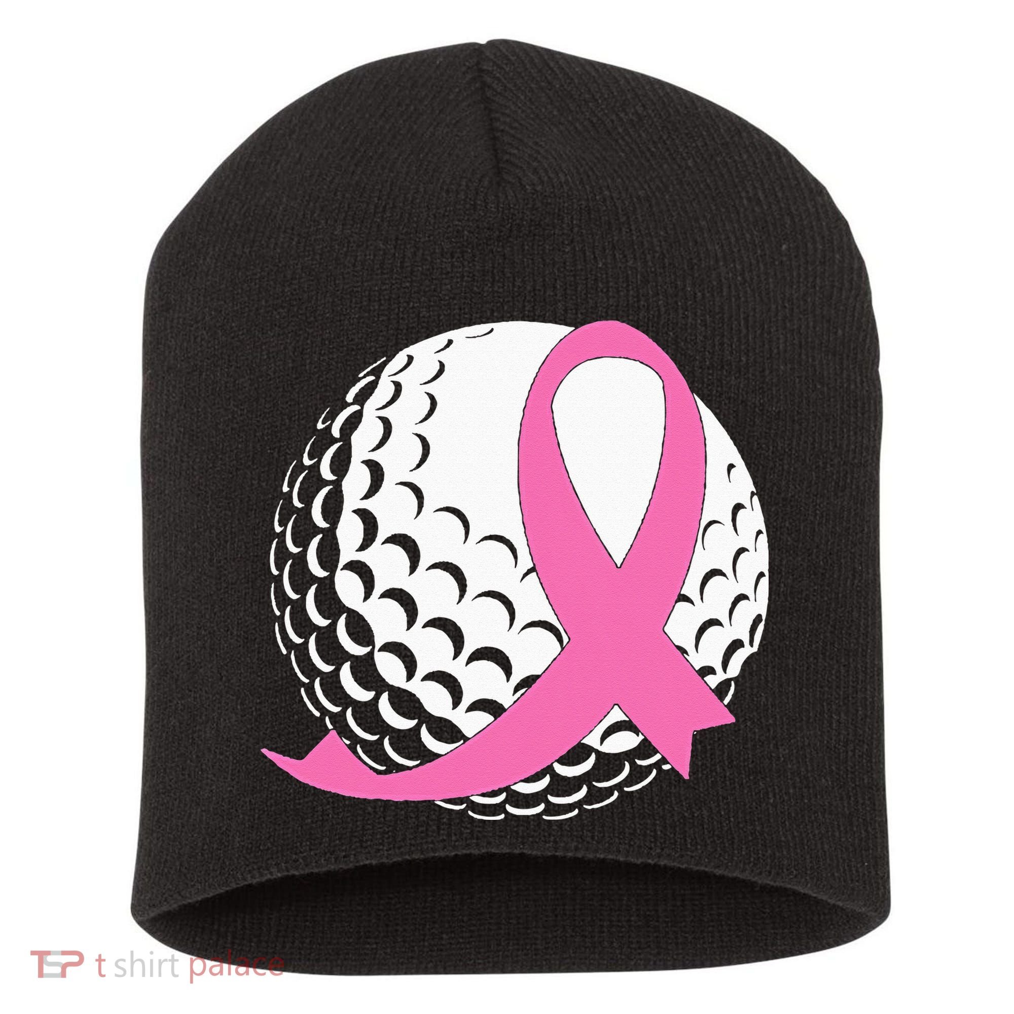 Golf Pink Ribbon Breast Cancer Awareness Short Acrylic Beanie