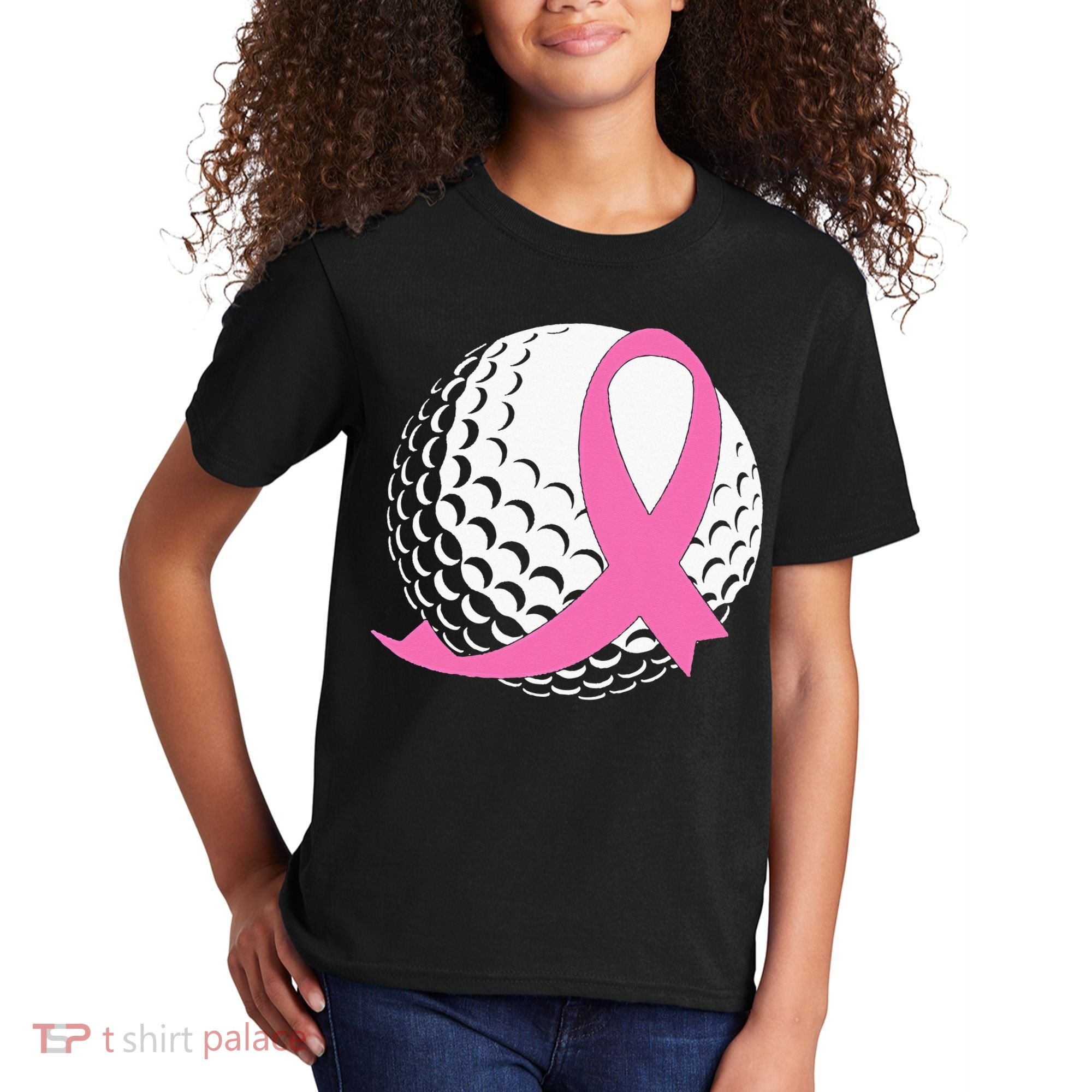 Golf Pink Ribbon Breast Cancer Awareness Kids T-Shirt