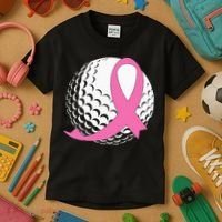 Golf Pink Ribbon Breast Cancer Awareness Kids T-Shirt thumb 3