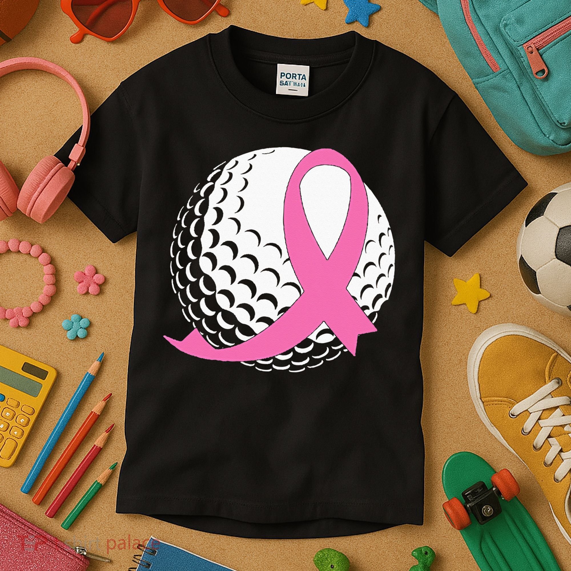 Golf Pink Ribbon Breast Cancer Awareness Kids T-Shirt