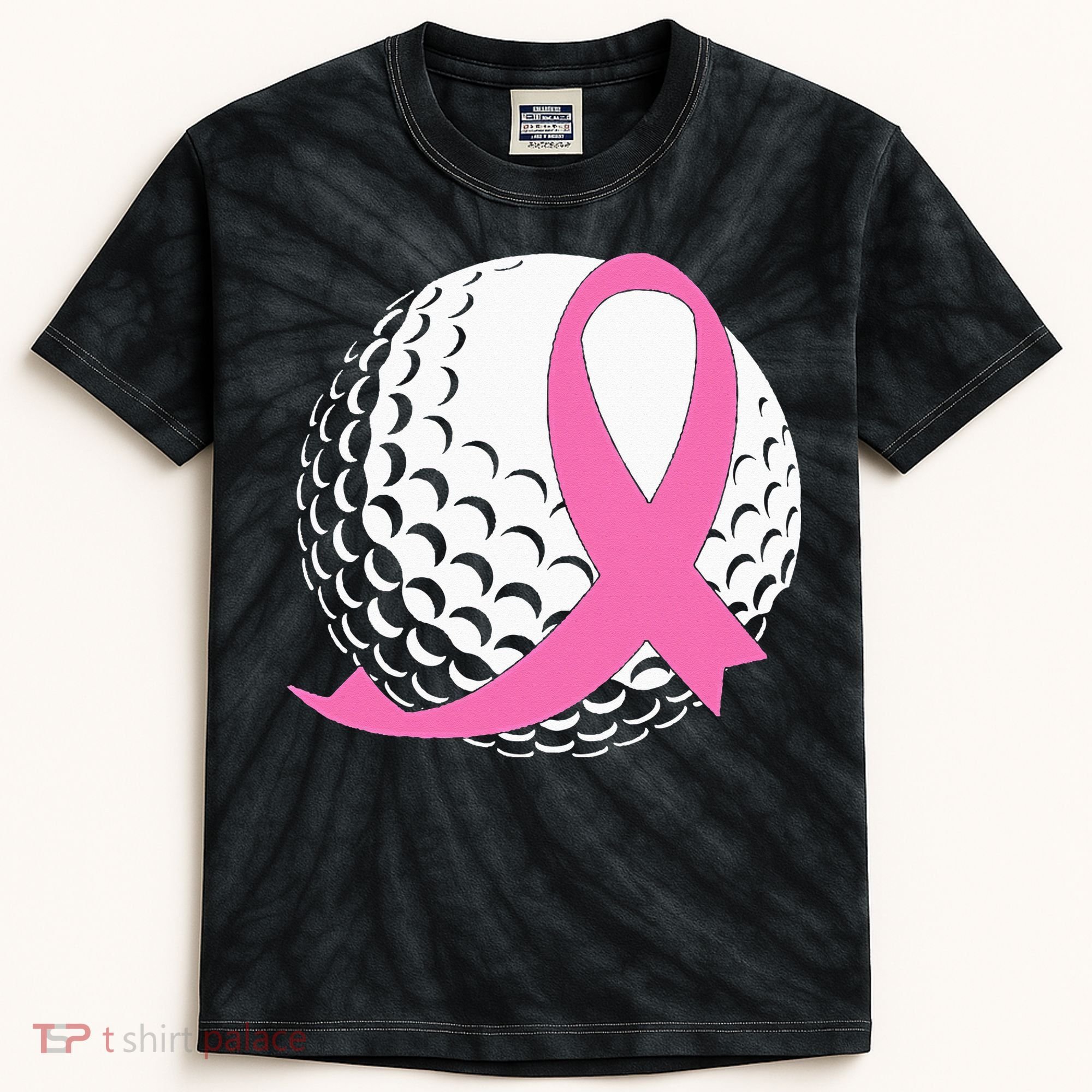 Golf Pink Ribbon Breast Cancer Awareness Kids Tie-Dye T-Shirt