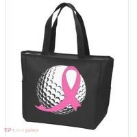 Golf Pink Ribbon Breast Cancer Awareness Tote Bag thumb 3