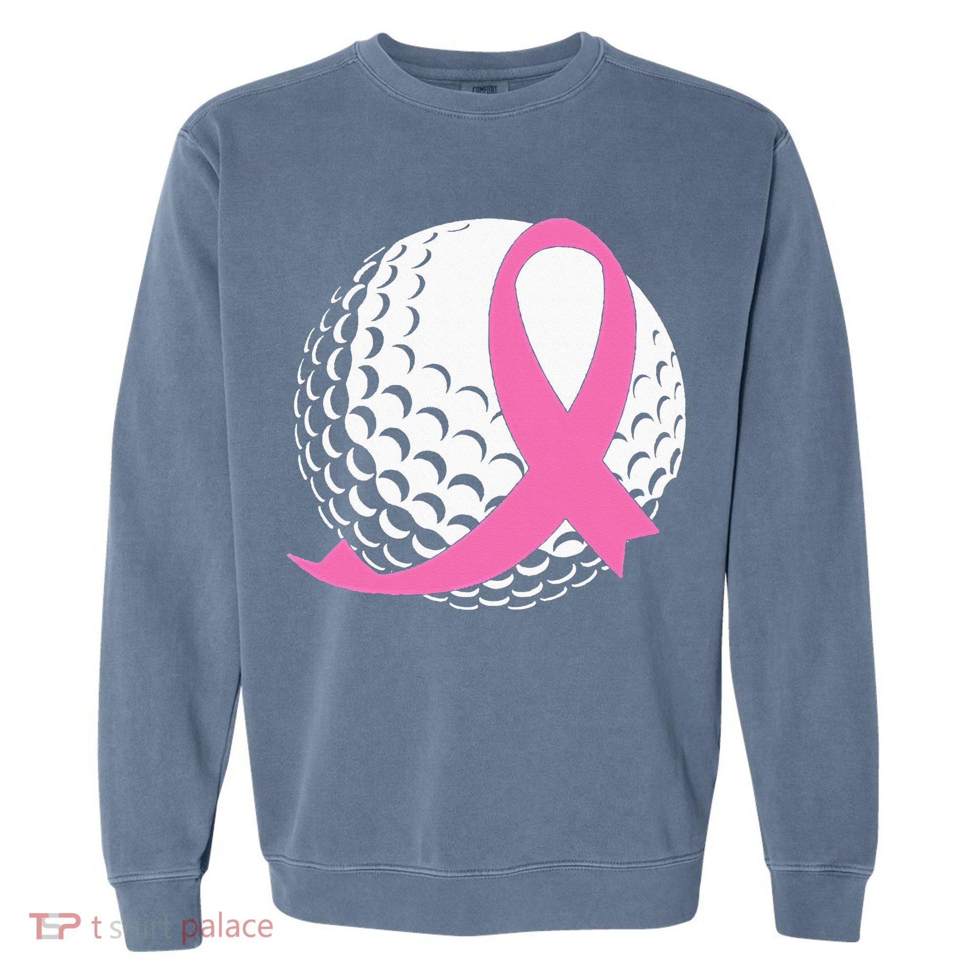 Golf Pink Ribbon Breast Cancer Awareness Garment-Dyed Sweatshirt