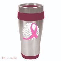 Golf Pink Ribbon Breast Cancer Awareness 16oz Travel Tumbler thumb 0