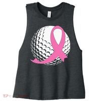 Golf Pink Ribbon Breast Cancer Awareness Women's Racerback Cropped Tank thumb 0