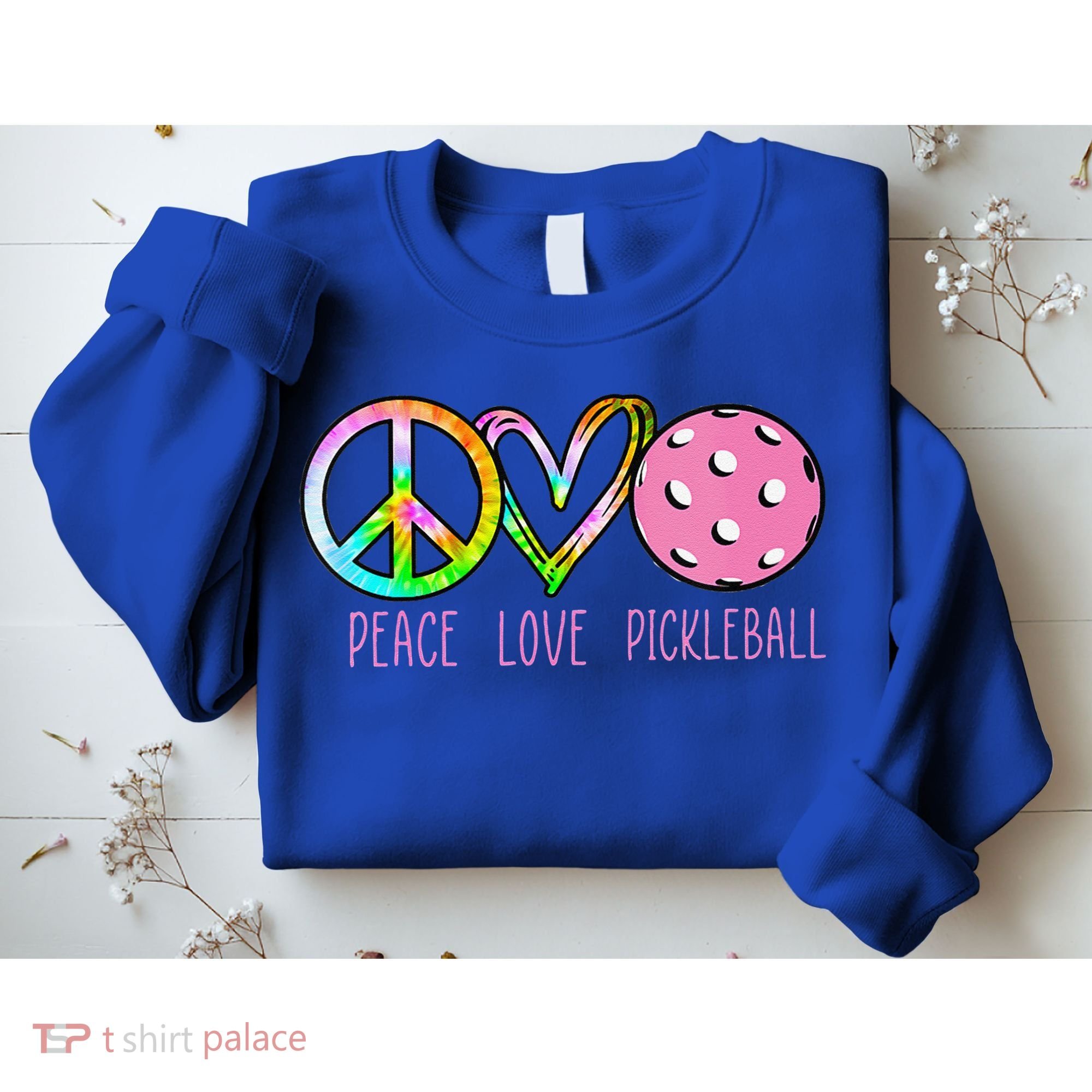 Girls Pickleball Retired Ladies Peace Love Pickleball Sweatshirt