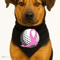 Golf Pink Ribbon Breast Cancer Awareness USA-Made Doggie Bandana thumb 1