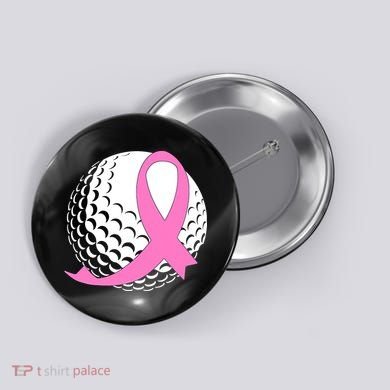 Golf Pink Ribbon Breast Cancer Awareness Button