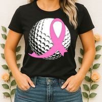 Golf Pink Ribbon Breast Cancer Awareness Women's T-Shirt thumb 2