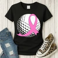 Golf Pink Ribbon Breast Cancer Awareness Women's T-Shirt thumb 3