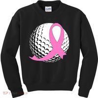 Golf Pink Ribbon Breast Cancer Awareness Kids Sweatshirt thumb 0