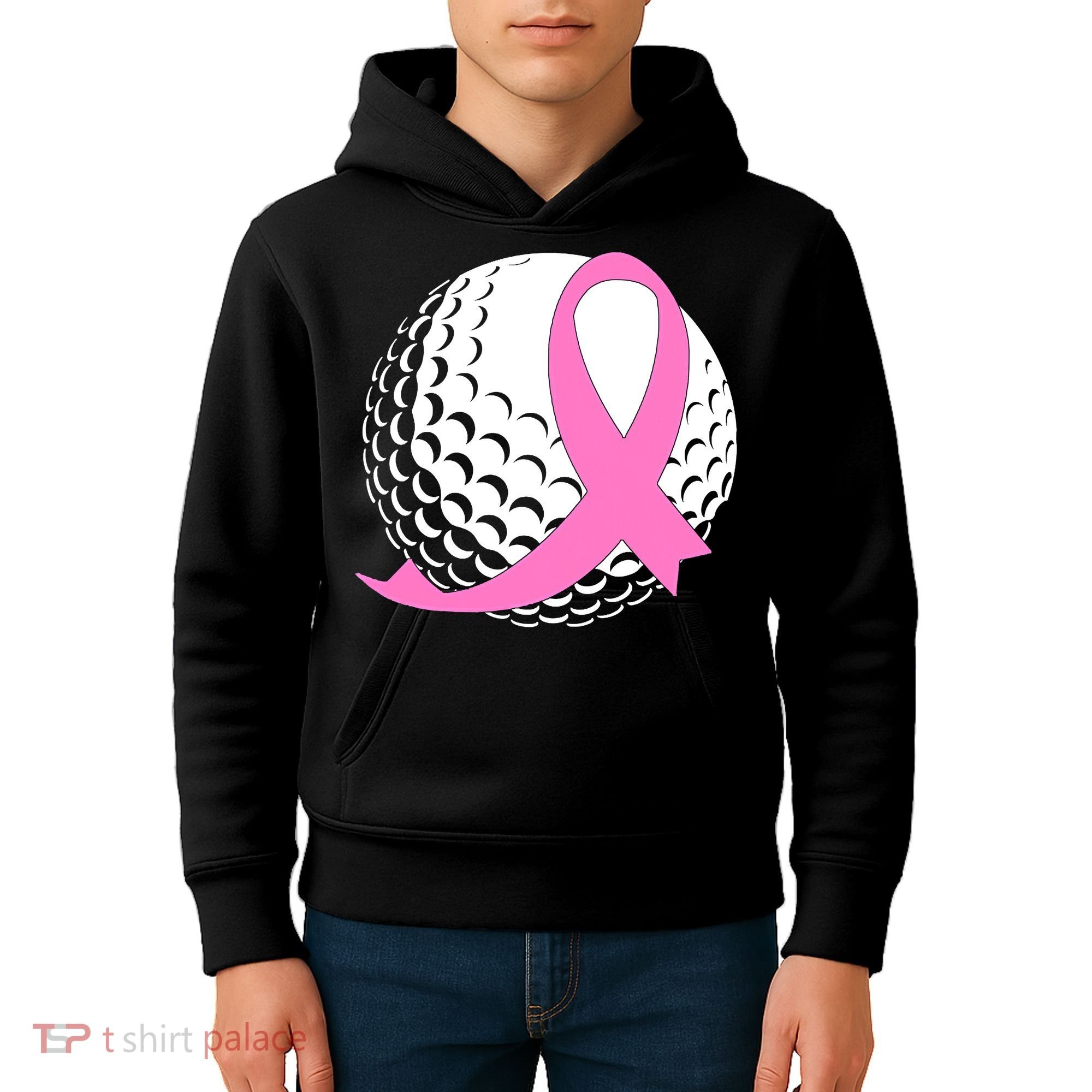 Golf Pink Ribbon Breast Cancer Awareness Kids Hoodie