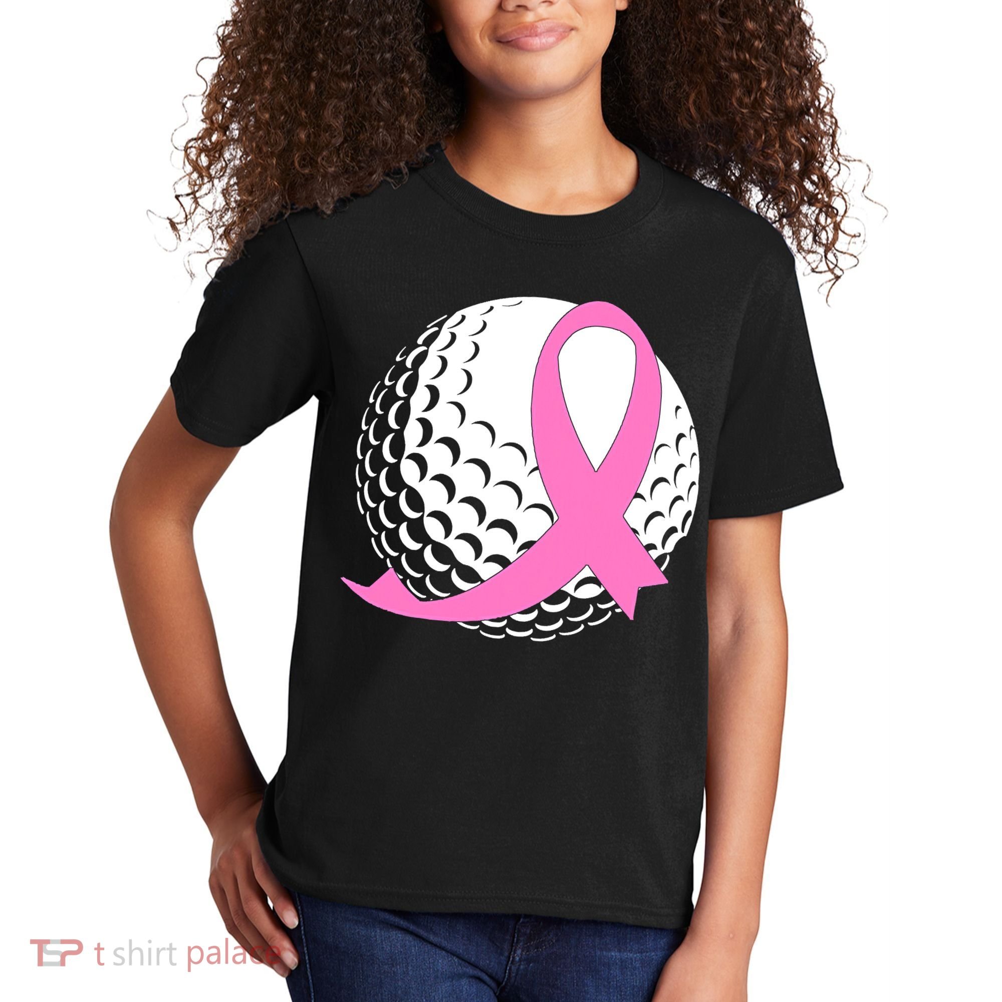 Golf Pink Ribbon Breast Cancer Awareness Kids T-Shirt