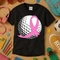 Golf Pink Ribbon Breast Cancer Awareness Kids T-Shirt thumb 3