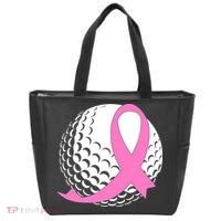 Golf Pink Ribbon Breast Cancer Awareness Tote Bag thumb 0