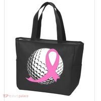 Golf Pink Ribbon Breast Cancer Awareness Tote Bag thumb 3
