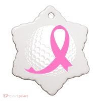 Golf Pink Ribbon Breast Cancer Awareness Ceramic Ornament thumb 0