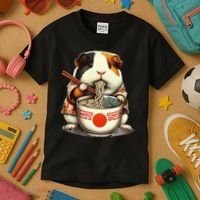Guinea Pig Ramen Kawaii Neko Japanese Noodles Aesthetic Kids T-Shirt thumb 3