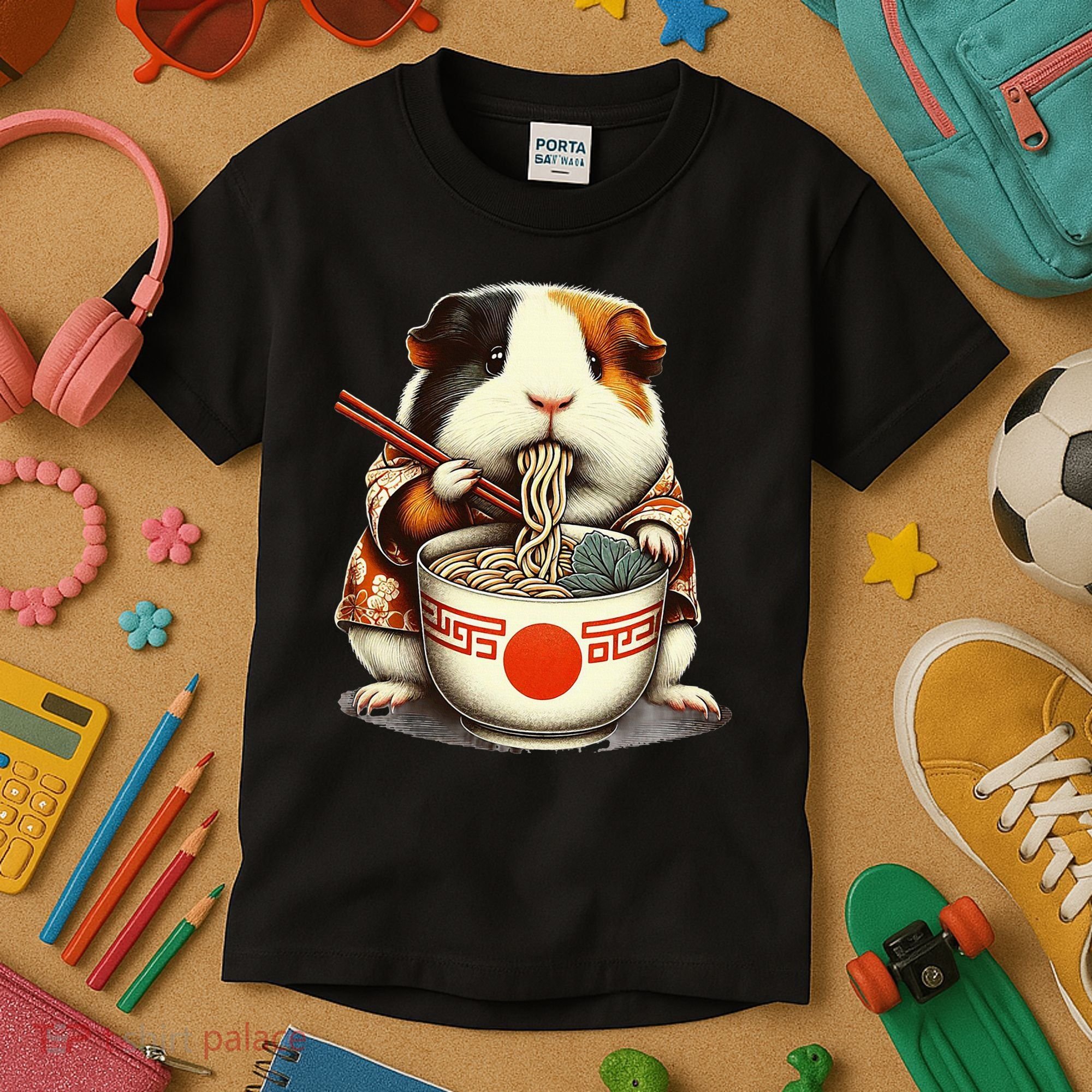 Guinea Pig Ramen Kawaii Neko Japanese Noodles Aesthetic Kids T-Shirt
