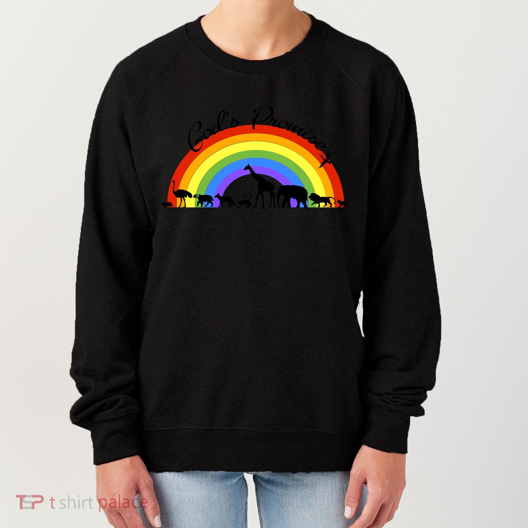 God's Promise Rainbow, Animals Of Noah's Ark Women's Sweatshirt