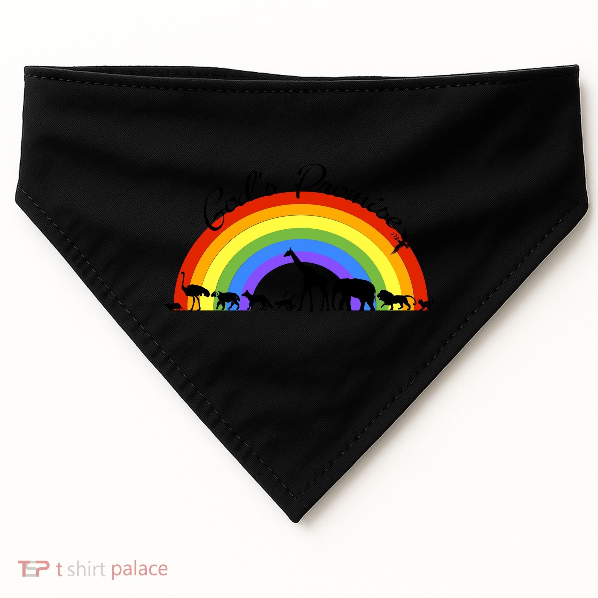 God's Promise Rainbow, Animals Of Noah's Ark USA-Made Doggie Bandana
