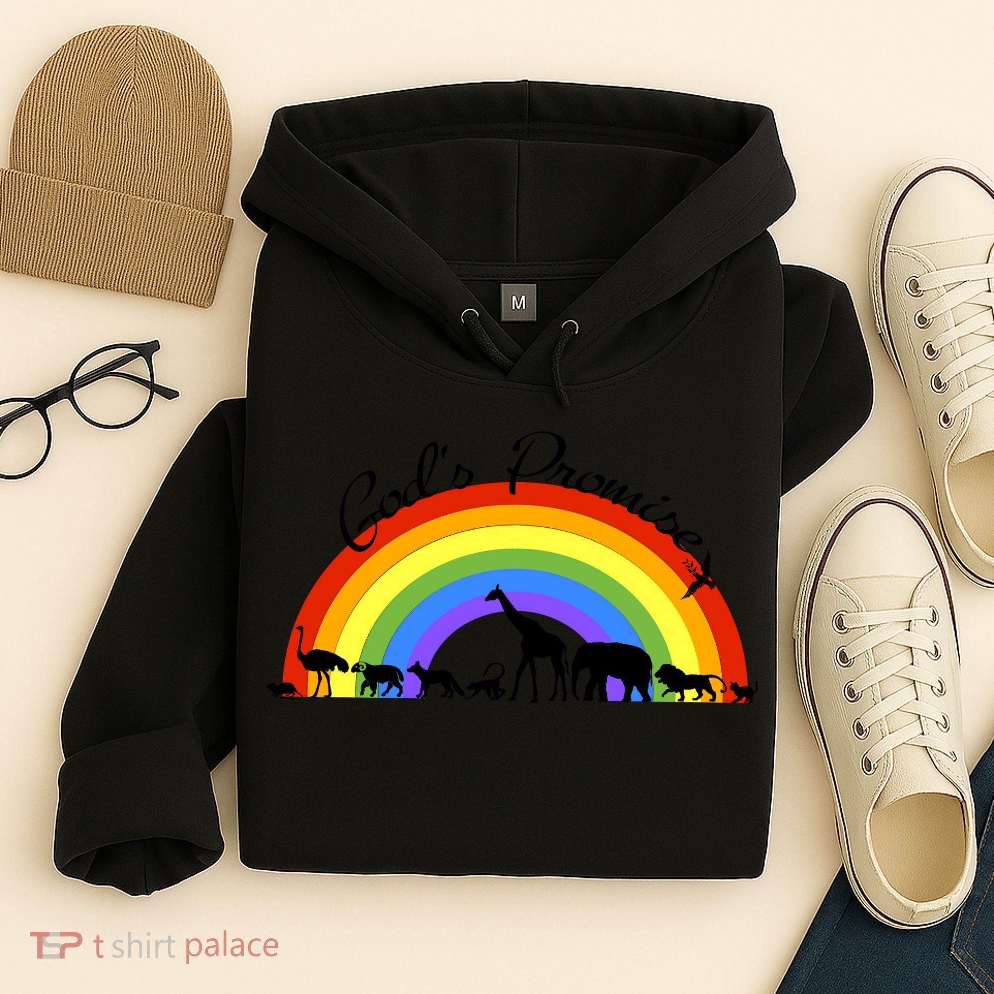 God's Promise Rainbow, Animals Of Noah's Ark Hoodie