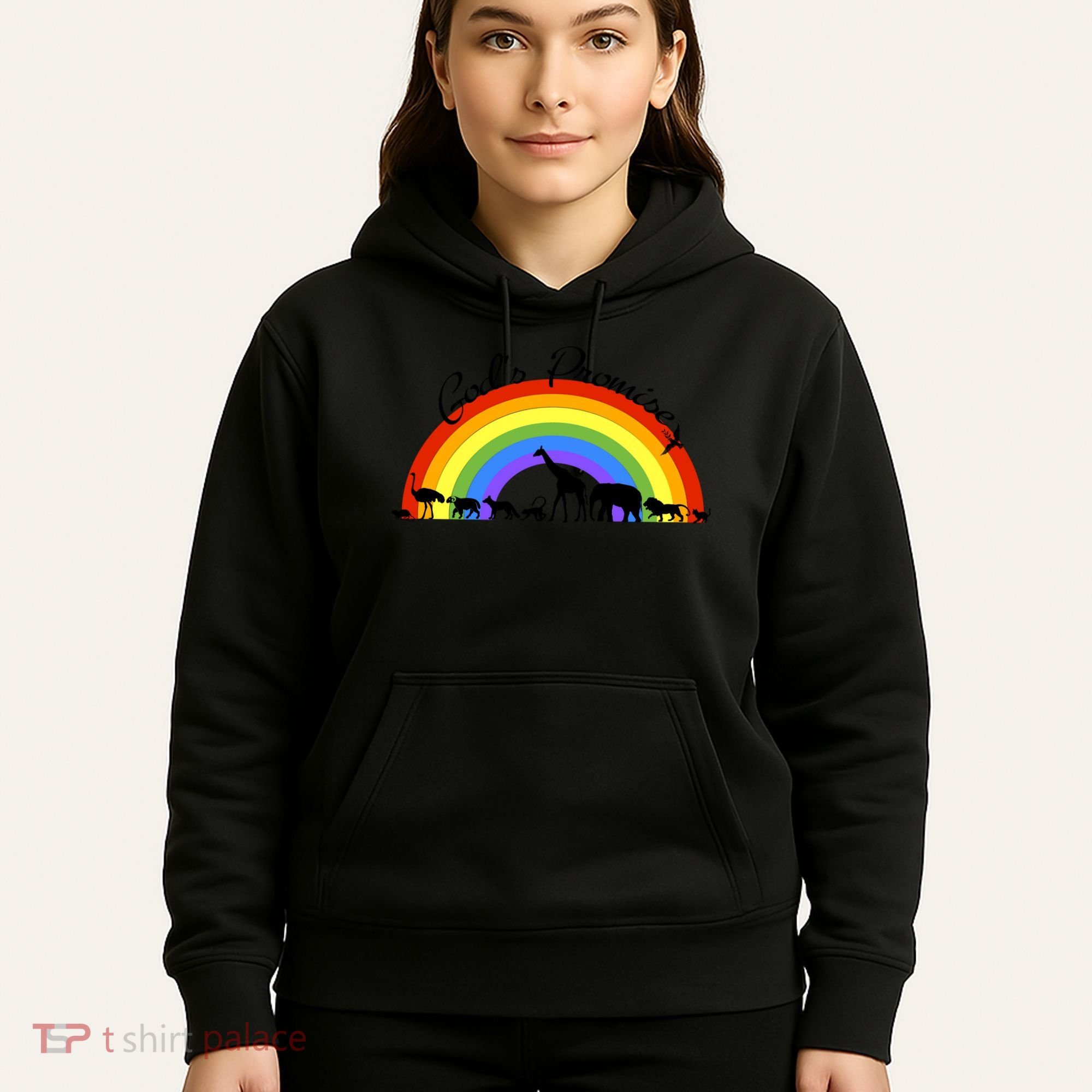 God's Promise Rainbow, Animals Of Noah's Ark Hoodie