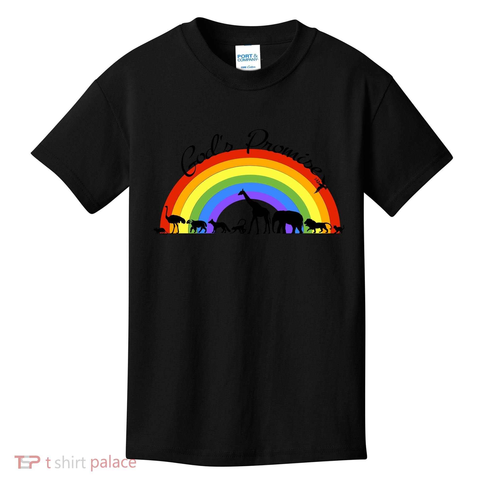 God's Promise Rainbow, Animals Of Noah's Ark Kids T-Shirt