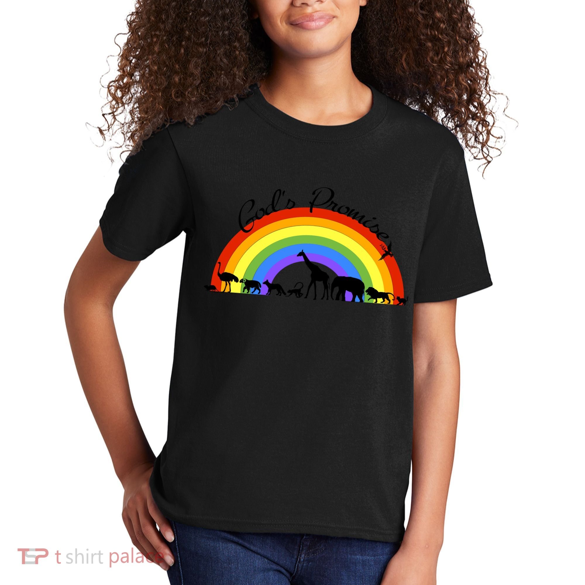 God's Promise Rainbow, Animals Of Noah's Ark Kids T-Shirt
