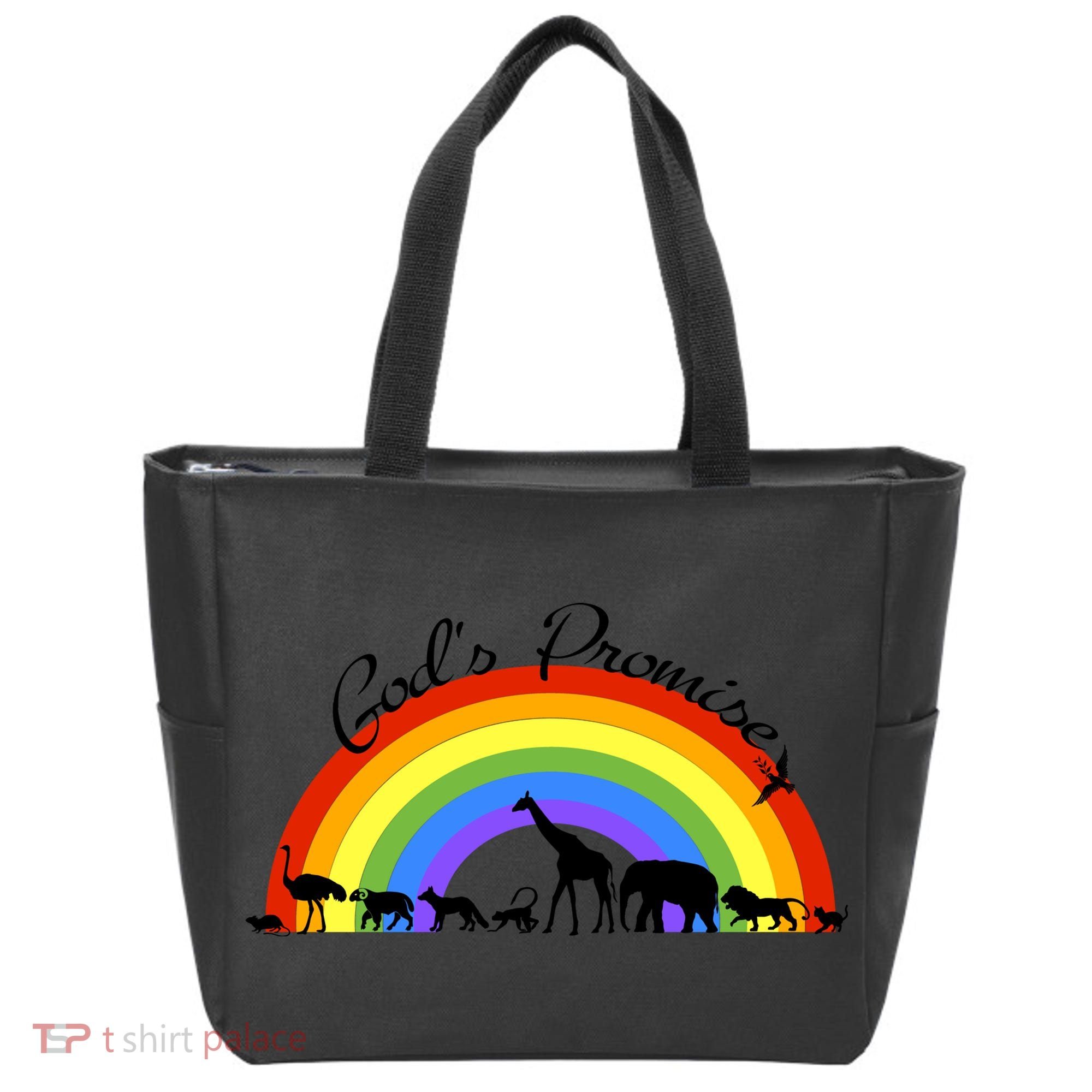 God's Promise Rainbow, Animals Of Noah's Ark Tote Bag