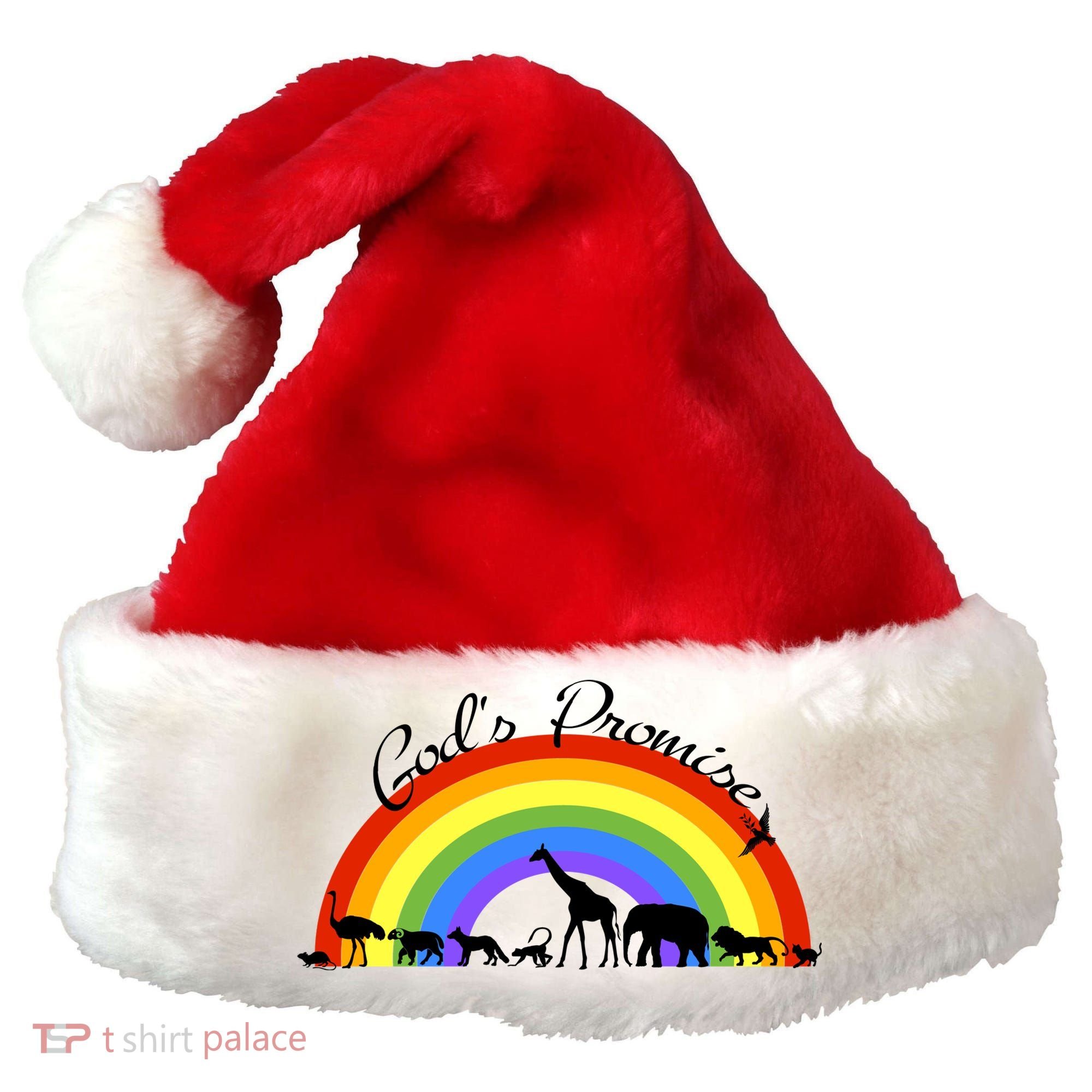 God's Promise Rainbow, Animals Of Noah's Ark Santa Hat