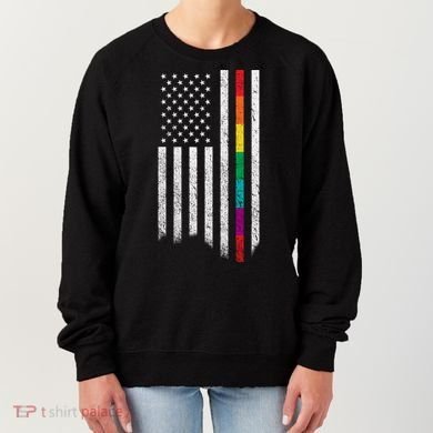 Thin Line Rainbow American Flag Women's Sweatshirt