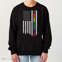 Thin Line Rainbow American Flag Women's Sweatshirt thumb 0