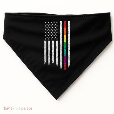 Thin Line Rainbow American Flag USA-Made Doggie Bandana